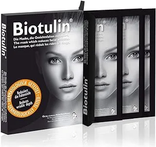 Biotulin Bio Cellulose Mask, 4 Pieces, Revitalizing Infused with Spilanthol and hyaluronic acid, paraffin- and paraben-free mask for rejuvenating face mask that corrects wrinkles and pigment spots