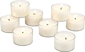 Stonebriar Bulk 96 Pack Unscented Smokeless Long Burning Clear Cup Tea Light Candles With 8 Hour Extended Burn Time