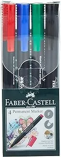 Faber-Castell Permanent Marker Slim Wallet Of 4Pc, Assorted, 156472,156474