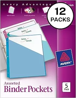 Avery Binder Pockets, Assorted Colors, 8.5