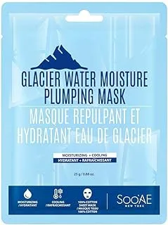 Soo’Ae New York. Glacial Water Moisture Plumping Face Sheet Mask. Antioxidant Rich Face Sheet Mask. Made In Korea.