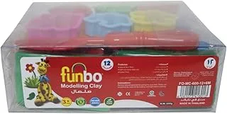 Funbo CLIPS M.Clay 600g 12 Clrs+6 Mlds+1T in PVC Box, FO-MC-600-12-6M