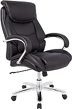 Mahmayi C900 Modern Ergonomic Executive High Back Chair Black With Leatherite Pu, Big & Tall Office Chair, Padded Armrest 360° Swivel Task Chair With Wheels & AdjUStable Lumbar Support Pu Chair Black