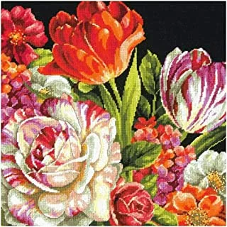 Wilton Dimensions Needlepoint Kit, Bouquet On Black Floral Pattern, 14'' X