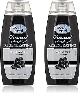 Cool & Cool Regenerating Face Wash Charcoal | Detoxifying Minerals, Exfoliates & Rejuvinates Skin | 200 ml | Pack of 2 | Black