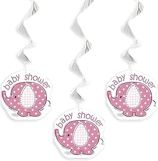 Unique Umbrellaphants Elephant Baby Shower Hanging Swirls Decoration 3 Pieces, 36-Inch Height, Pink/White/Gray