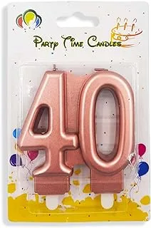 PARTY TIME - #40 Birthday Cake Number Candles Happy Birthday Cake Candles Topper Decoration for Birthday Wedding Anniversary Celebration Favor (Rose Gold)