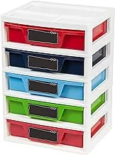 IRIS USA 5 Drawer Storage & Organizer Chest, Assorted Colors Primary