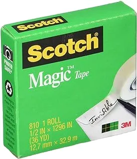 Scotch Magic Tape, 1 Roll, Numerous Applications, Invisible, Engineered for Repairing, .5 x 1296 Inches, Boxed