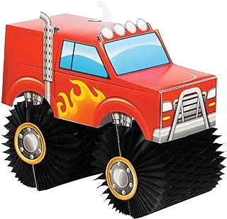 قطعة مركزية على شكل قرص العسل ثلاثي الأبعاد من Creative Converting Monster Truck Rally ، متعدد الألوان