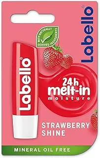 NIVEA LABELLO Lip Balm, Moisturising Lip Care, Strawberry Shine, 4.8g