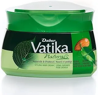 Vatika Naturals Nourish & Protect Styling Hair Cream 140 ml | Henna, Almond, Aloe Vera & Nourishing Vatika Oils | Style & Texture