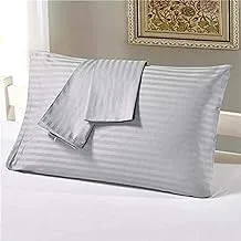 Kingtex Silver Satin Stripe Pillow Cover 2Pcs Set, 50X75Cm