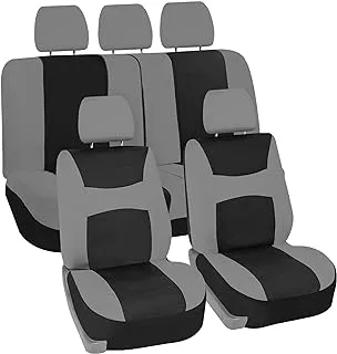 FH Group Automotive seat covers gray black universal fit full set fits most cars, suvs, and trucks (side airbag compatible with split bench) fb030grayblack115-seat