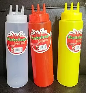 Harmony Har-217 Ketchup Bottle 16 Oz (Three Hole) White, Yellow & Red Color Asst