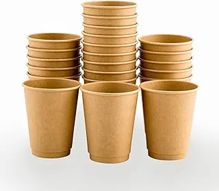 500-CT Disposable Kraft 12-oz Hot Beverage Cups with Double Wall Design: No Need for Sleeves - Perfect for Cafes - Eco Friendly Recyclable Paper - Insulated - Wholesale Takeout Coffee Cup