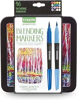 Crayola Blending Marker Kit With Decorative Case, 14 Vibrant Colors & 2 Colorless Blending Markers