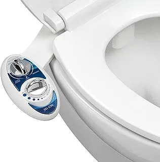 LUXE Bidet Neo 185 (Elite) Non-Electric Toilet Attachment W/Self-Cleaning Dual Nozzle And Easy Water Pressure Adjustment For Sanitary Feminine Wash (Blue White) 13.5 X 7 3 Inches