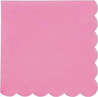 Meri Meri Coral Simply Eco Scalloped Edge Napkins 20 Pieces, Small, Deep Pink