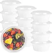 Asporto Microwavable To-Go Container - BPA Free PP Round Take Out Food with Clear Plastic Lid Catering & Takeout 32 oz White Disposable 100ct Box Restaurantware