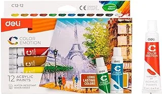 Deli EC12-12 Color Emotion Acrylic Paints 12-Pieces