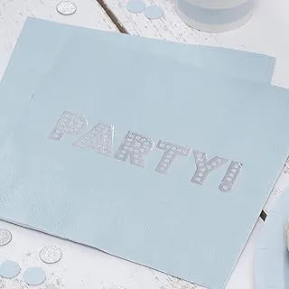 Ginger Ray Silver Foiled Blue Pastel Paper Party Birthday Celebration Napkins 20 Pack