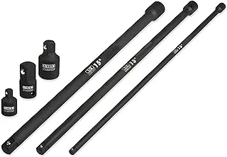 Neiko 00258A 15” Impact Extension Bar And Multi-Drive Adapter Set | 6 Piece | 1/4, 3/8, 1/2-Inch Drive Adapters | Cr-V Steel Construction