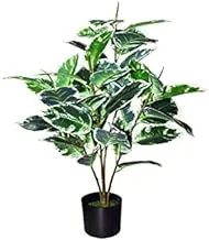 Dubai Garden Centre Robusta Variegated Artificial Ficus, Green