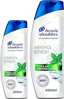 Head & Shoulders Menthol Refresh Anti-Dandruff Shampoo for Itchy Scalp, 400 ml + 200 ml