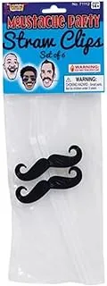 Forum Mustache Party Straw Clips, 3-Piece, Black