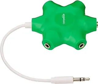 AmazonBasics 5-Way Multi Headphone Audio Splitter Connector, Neon Green