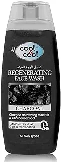 Cool & Cool Regenerating Face Wash Charcoal | Detoxifying Minerals, Exfoliates & Rejuvinates Skin | 200 ml | Pack of 1 | Black