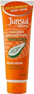 Junsui Naturals Face Wash Papaya Scrub | Helps Improve Skin Tone Evenly and Helps Brighten The Skin | Contains Papaya and Yam Bean Extract | 100gm