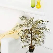 YATAI Gold Leaves Artificial Palm Plant 1.3 Meters High Golden Leaf Palm Tree Fake Plant with Plastic Pot for Home Garden Decoration – Artificial Tree – Artificial Plants