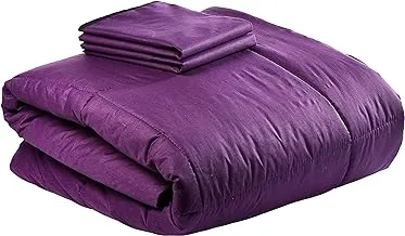 iBed Home 180 Tc Two Tone Comforter Set, Black/Purple, Single - 160 X 220 cm, 2Blckpurp-Sngl, 4 Pieces