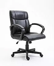 Mahmayi Padded Mid-Back Office Desk Chair, Black, 27 x 25.8 x 39.2 inch, Mid-BLACK-CHAIR, MAHMAYI OFFICE FURNITURE