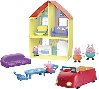 Peppa Pig Toys Peppa's Family Home Combo Playset, Peppa Pig House Playset with 4 Figures and Car Toy, Preschool Toys for 3 Year Old Girls and Boys and Up