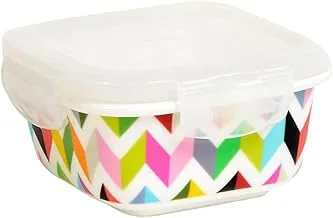 French Bull 71118 E, Ziggy) - 270Ml Square Porcelain Food Storage Container Lunch, Airtight, Lid Ziggy