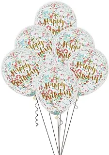 Unique Party 58225 - Foil Glitzy Gold Happy Birthday Confetti Balloons, Pack of 6