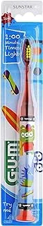 Gum Soft Bristles Kids Toothbrush - With Glow/Stop Light Simple Brush Teeth until the stops flashing- Gently Removes Plaque Easy-to-grip handle Narrow Tapered Head Assorted Colors