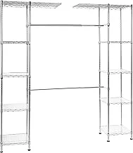 Amazon Basics Expandable Metal Hanging Storage Organizer Rack Wardrobe with Shelves, Chrome