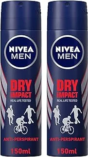 NIVEA MEN Antiperspirant Spray for Men, Dry Impact, 2x150ml