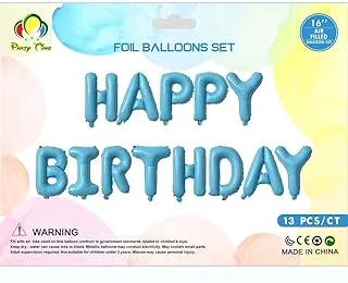 PARTY TIME - 1 Set Pastel Blue HAPPY BIRTHDAY Balloon Sets, Birthday Party Decoration Kids Adult Foil Balloon Alphabet Balloons, Mylar Foil Balloon Sets (16 Inches)