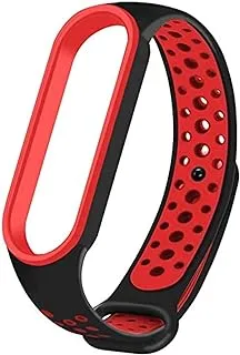 Plu Bands For Xiaomi Mi Band 5, Newest Sports Tpu Silicone Replacement Wristband Anti-Off Waterproof Bracelet Strap For Xiaomi Mi Band 5 (Black Red)