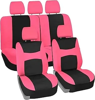 FH Group Car Seat Covers Full Set Pink Cloth - Universal Fit, Automotive Seat Covers, Low Back Front Seat Covers, Airbag Compatible, Split Bench Rear Seat, Washable Car Seat Cover for SUV, Sedan, Van