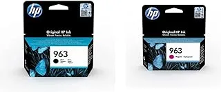 خرطوشة طباعة حبرية أصلية سوداء HP 963 3JA26AE وخرطوشة حبر أصلية أصلية HP 963 أرجوانية 3JA24AE