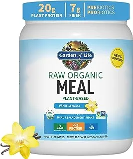 Garden of Life Meal Replacement Vanilla Powder, 14 Servings, Organic Raw Plant Based Protein Powder, Vegan, Gluten-Free