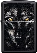 Zippo 218 CI407954 Wolf Face Windproof Lighter, Black