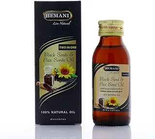 Hemani Blackseeds and Flaxseeds Oil, 60 ml 100% Natural Oil help to Improves Heart and Skin Health Reduces high blood pressure and Cholesterol levels