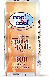 Cool & Cool Printed Embossed 300's 2 Ply Toilet Roll, Pack Of 10